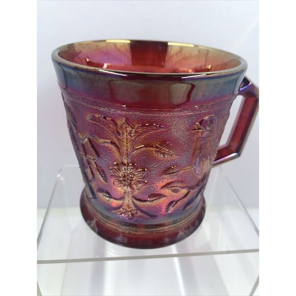 1967  ACGA Carnival Glass Club Souvenir Robin Mug Red MCM - Picture 1 of 14